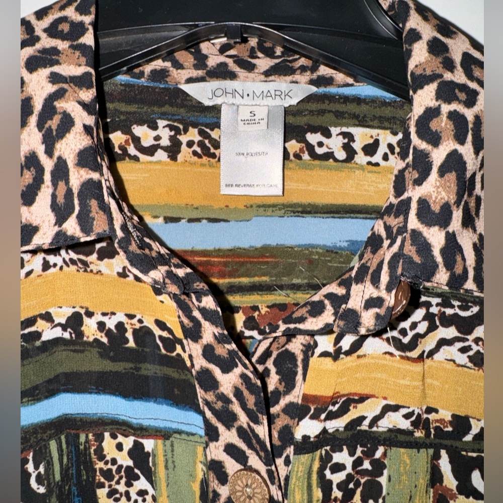 John Mark Leopard Mixed Print S Tunic With Long R… - image 2